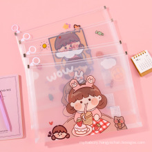 Cartoon A4 File Bags Folder Wholesale Student Cute Information Bag Thickened Zippered Storage Bag Transparent Folder